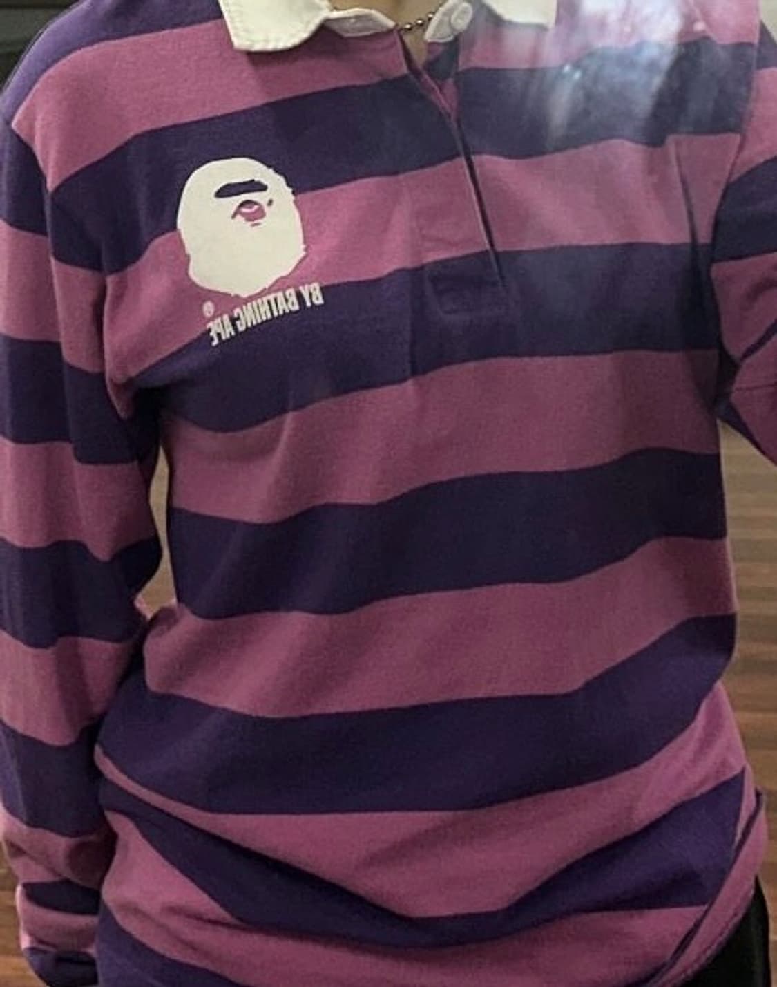 베이프 핑크 스트라이프 카라티 상품이미지1