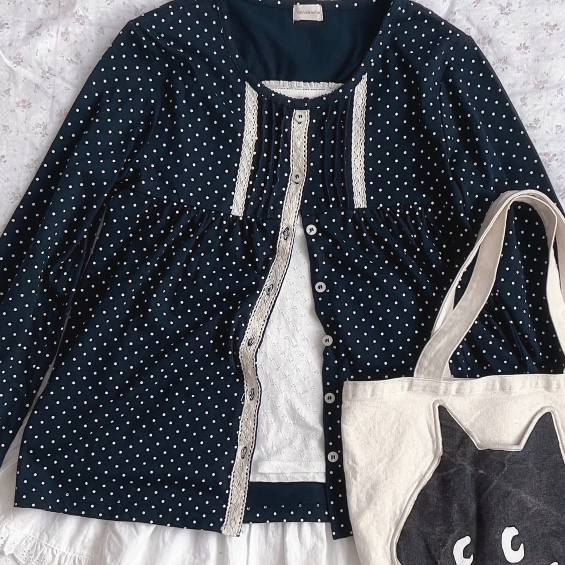 네이비 도트가디건 상품이미지1