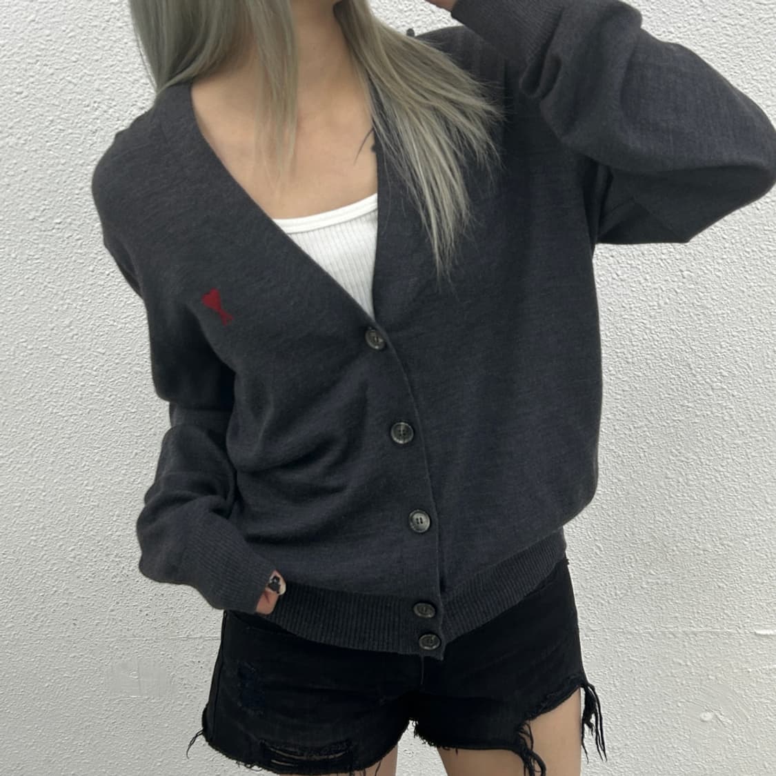 아미 하트로고 차콜 가디건 L 상품이미지1