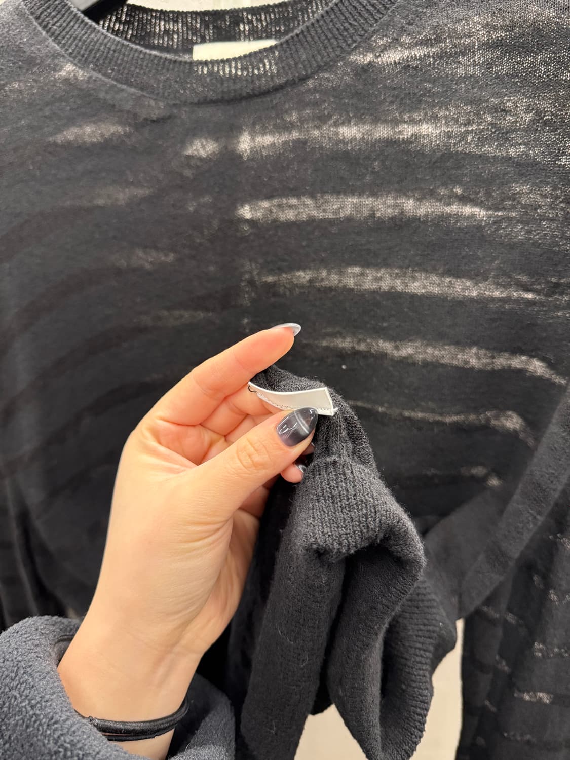 Facade Pattern 린넨 브리즈 시스루 니트 블랙 상품이미지4