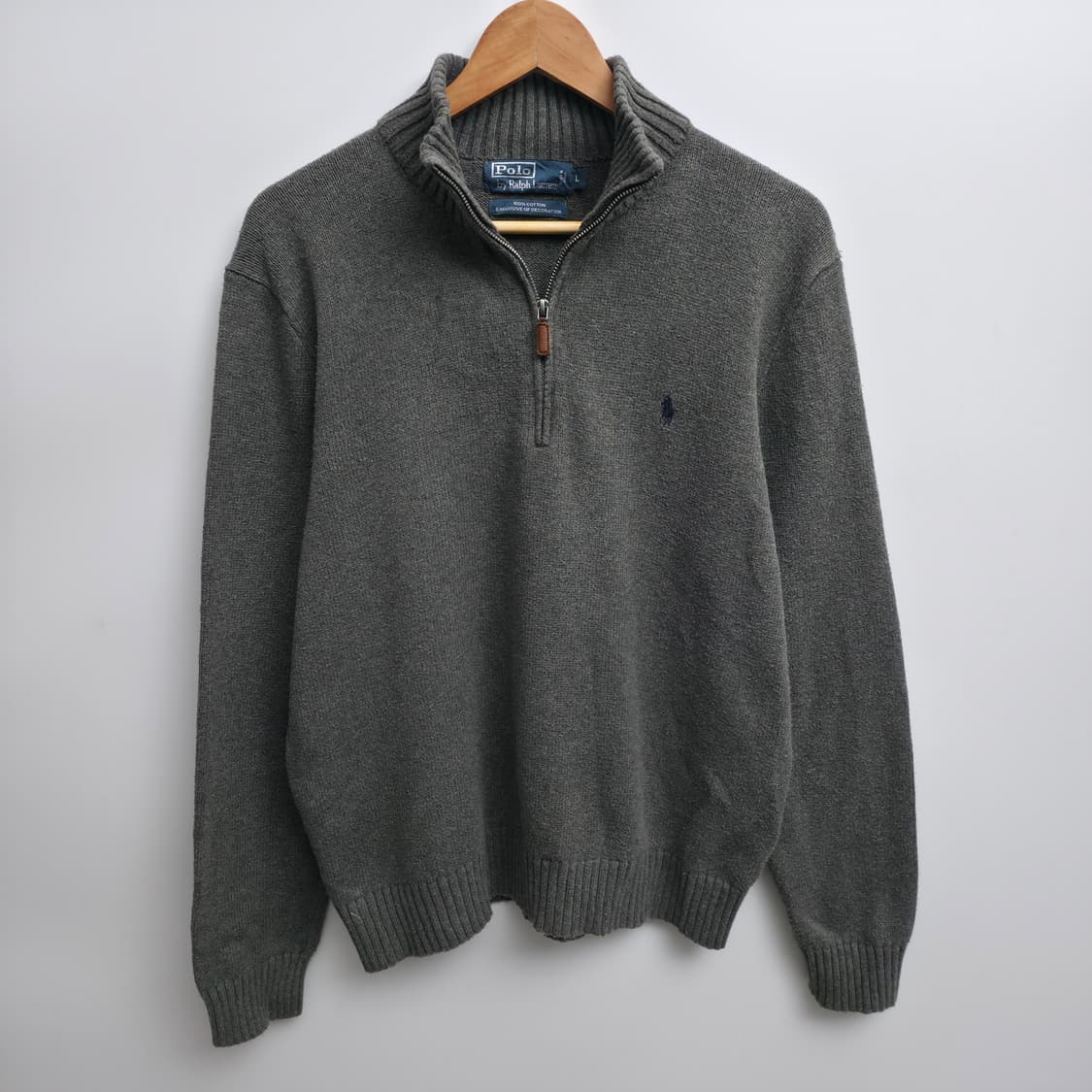 [L] 폴로 랄프로렌 쿼터집업 니트 그레이 상품이미지1