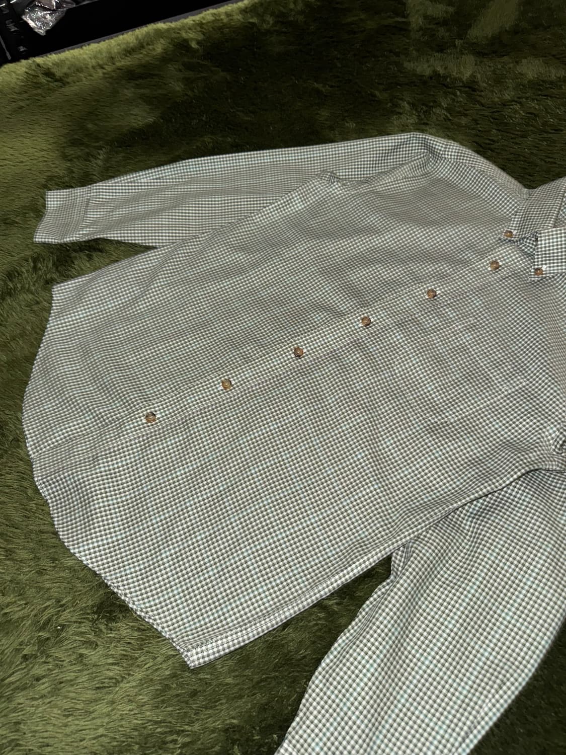 [M] 브룩스 브라더스 재팬 코튼 체크 셔츠 그린 상품이미지4