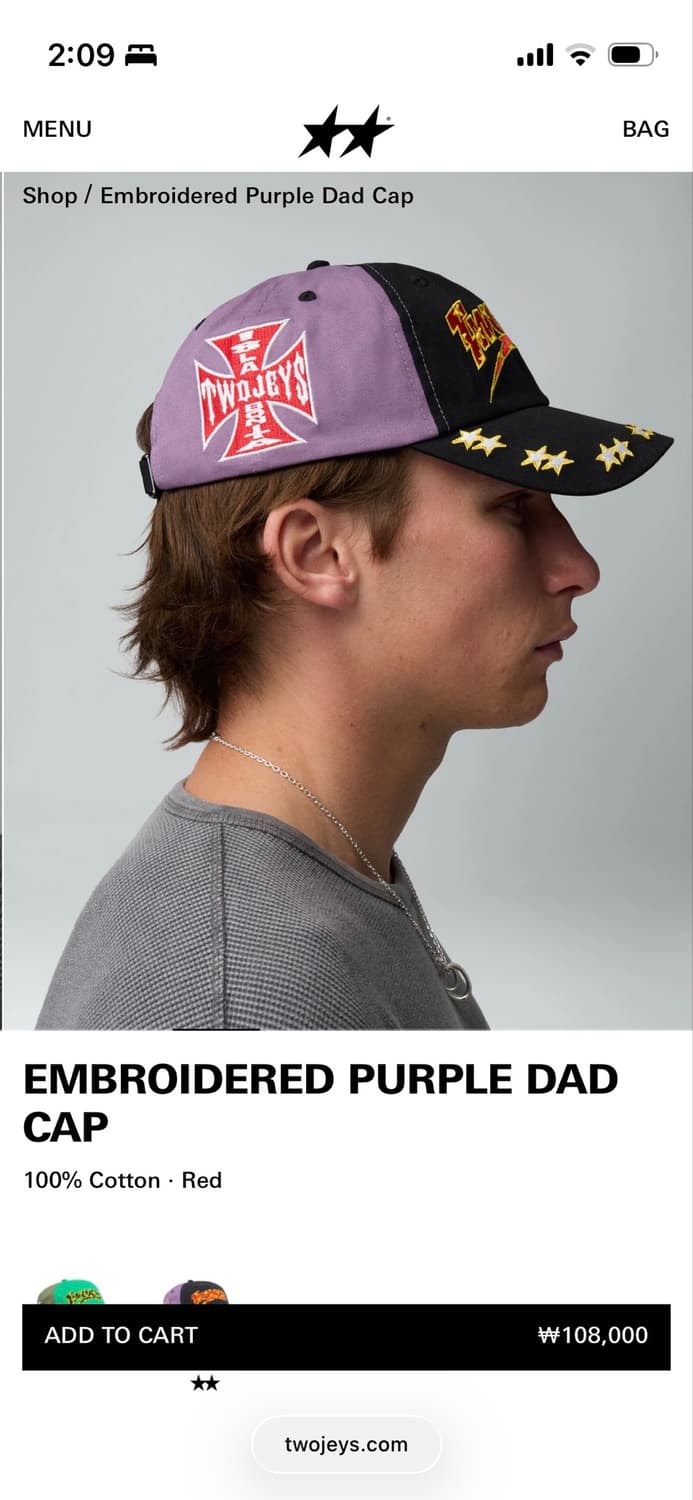 Twojeys Embroidered Purple Dad Cap 상품이미지5