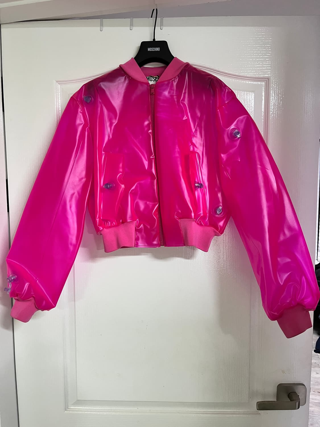 새상품) 모스키노 핑크 유광 봄버 자켓 38 상품이미지2