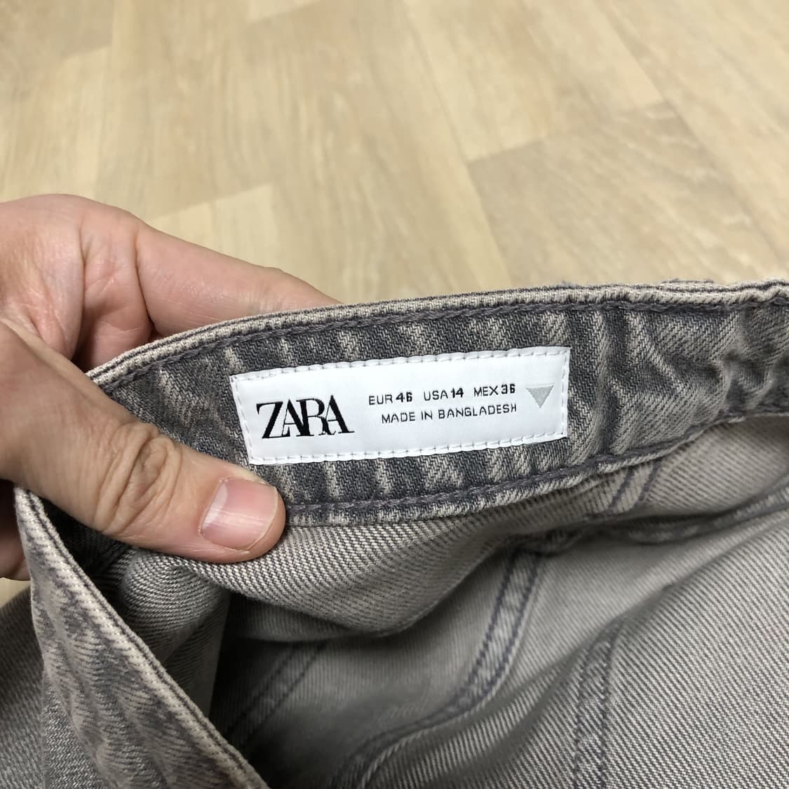 (36) 새상품 자라 ZARA 페이디드 와이드핏 카고 팬츠 워시드 차콜 상품이미지7