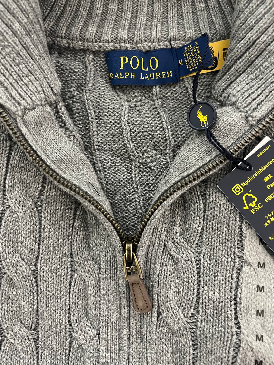 폴로 꽈배기 니트 집업 그레이 M 상품이미지3