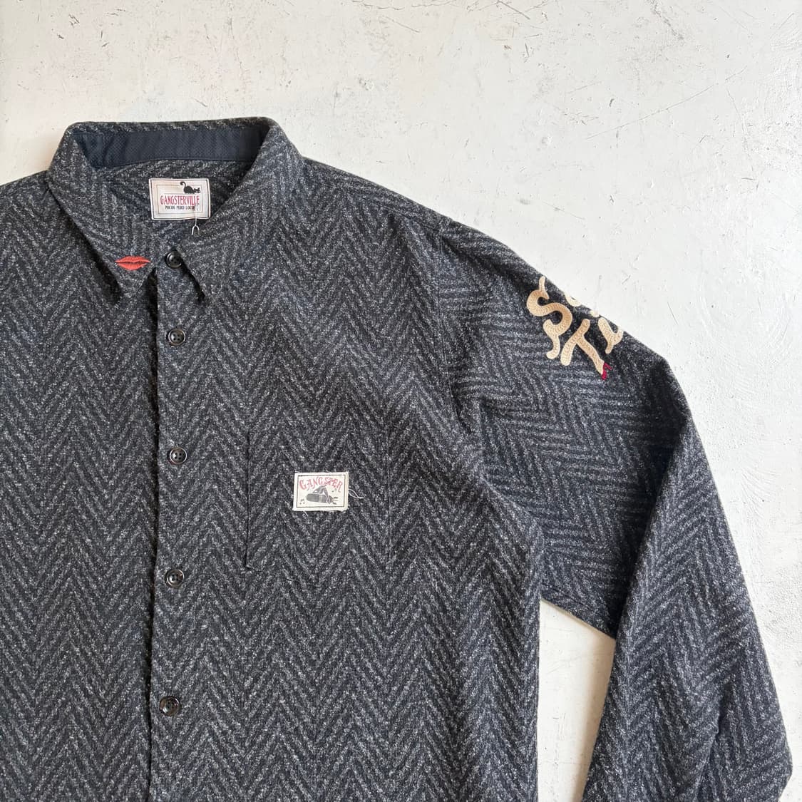 갱스터빌 빈티지 헤링본 셔츠 L 상품이미지2