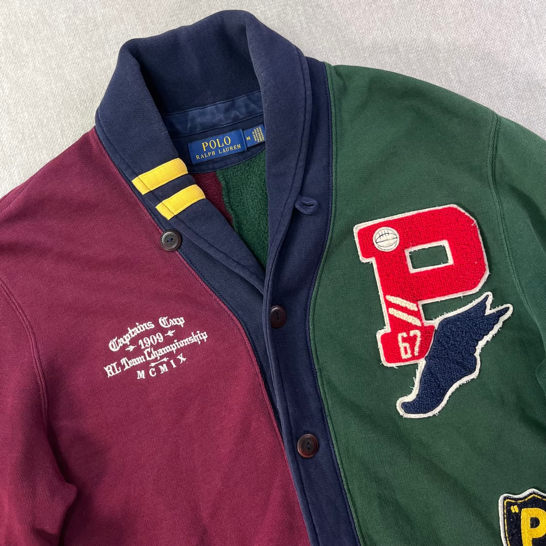 100 폴로랄프로렌 프레리 럭비 멀티패치 숄카라 가디건 상품이미지2