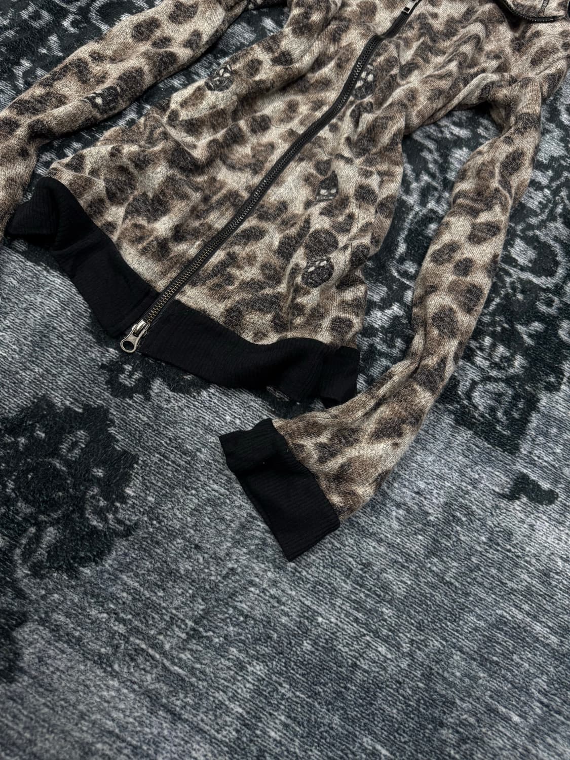 The exclusive skull leopard knit parker 상품이미지5