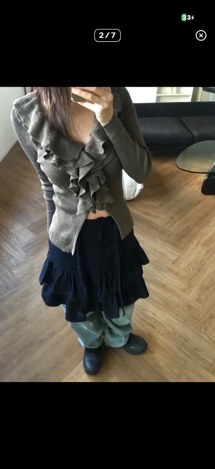 네이비 프릴 스커트 상품이미지2