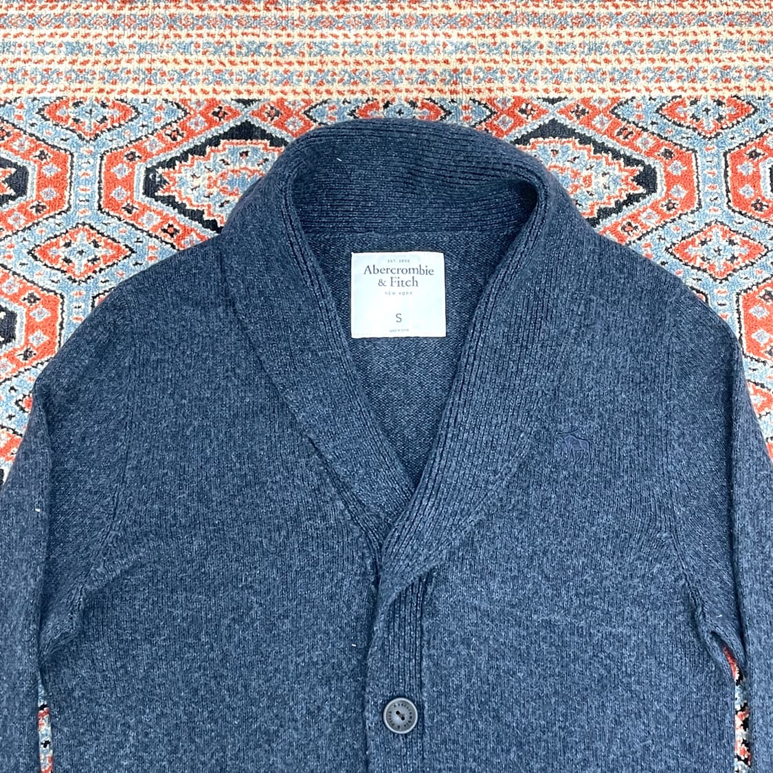 아베크롬비 딥 네이비 울 숄카라 니트 가디건 남성S 상품이미지2