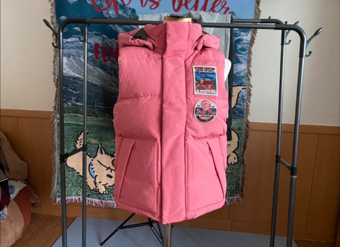 Jeep 핑크 후드 패딩 조끼 S 상품이미지1