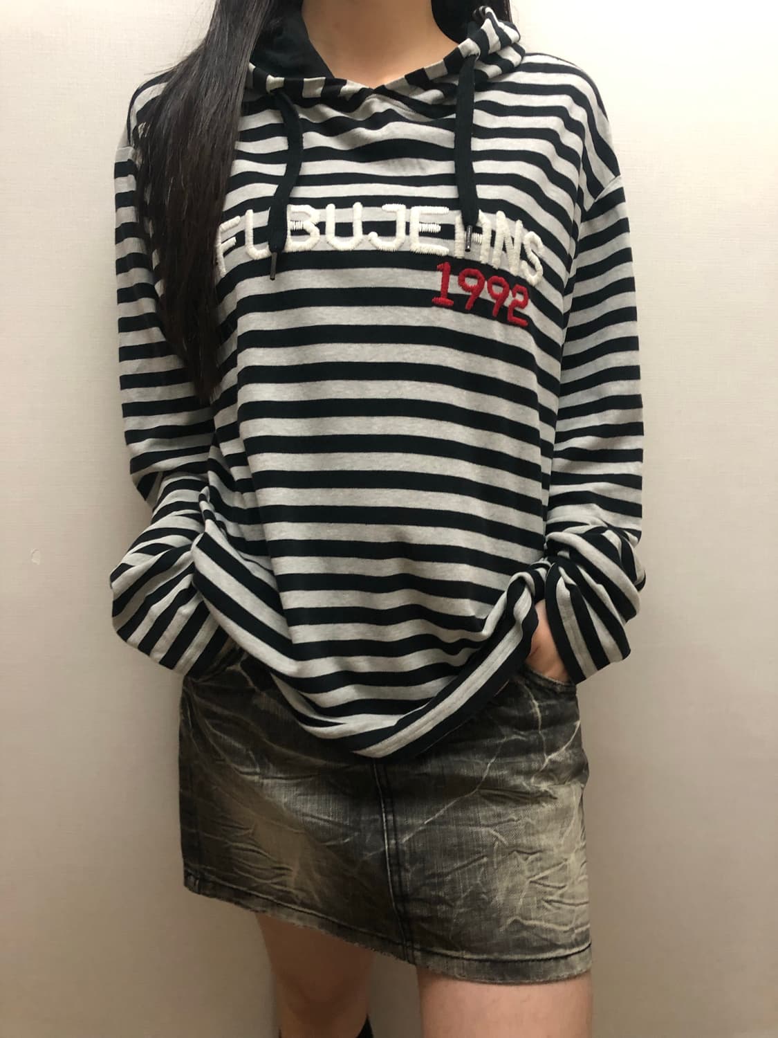 빈티지 푸부 스트라이프 그레이 후디 상품이미지5