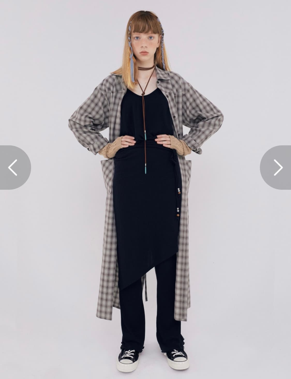 스컬프터 체크 웨스턴 셔츠 롱 원피스 새상품 S 상품이미지3