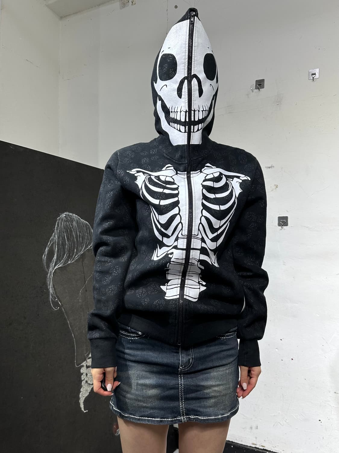 Jpn 일본빈티지 해골 풀오버 펑크 집업 져지 상품이미지7