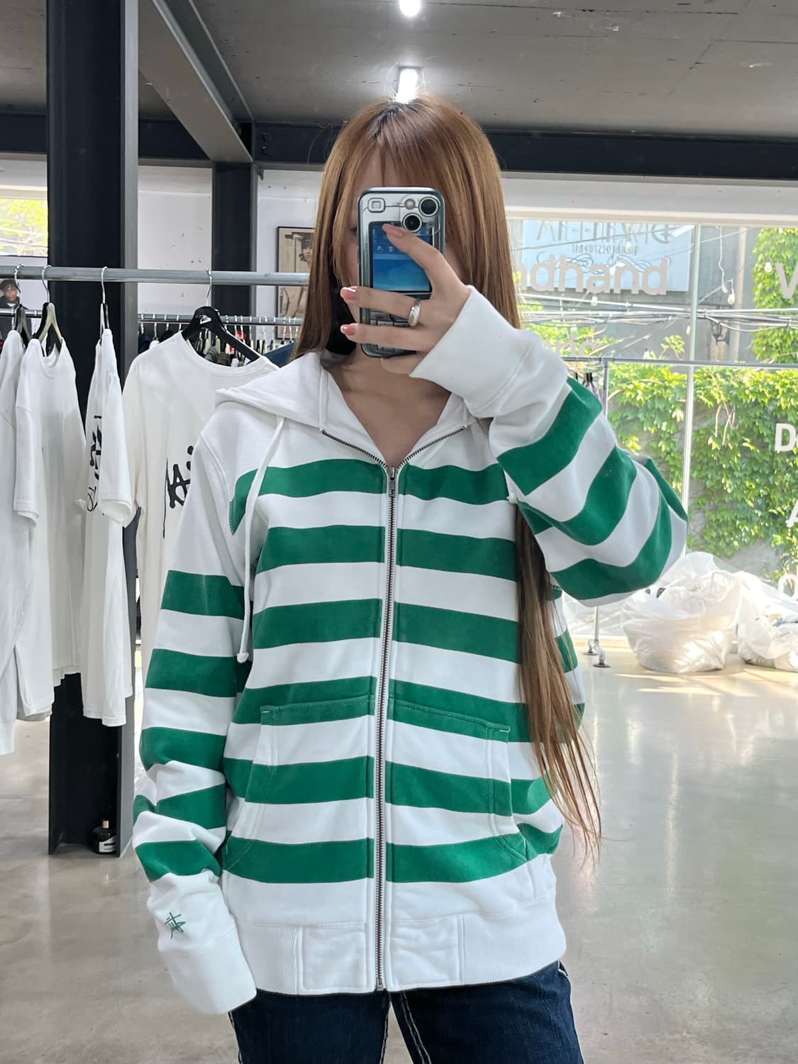 스투시 스트라이프 자수로고 후드집업 상품이미지3