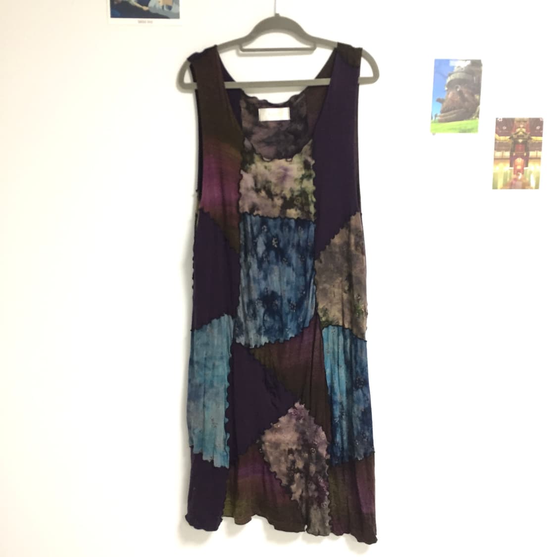 빈티지 자주색 패치워크 레이어드 나시 원피스 상품이미지1