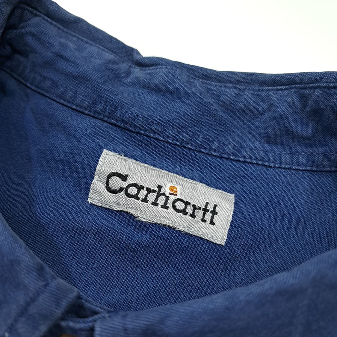 CL586 2XL 칼하트 00s 홍콩판 코튼 가죽패치 올드 네이비 셔츠 상품이미지3