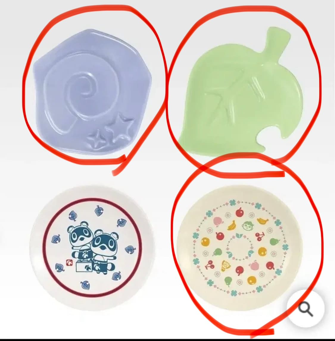 동물의숲 이치방쿠지 접시 그릇 세트 3종 모동숲 제일복권 화석 나뭇잎 상품이미지1