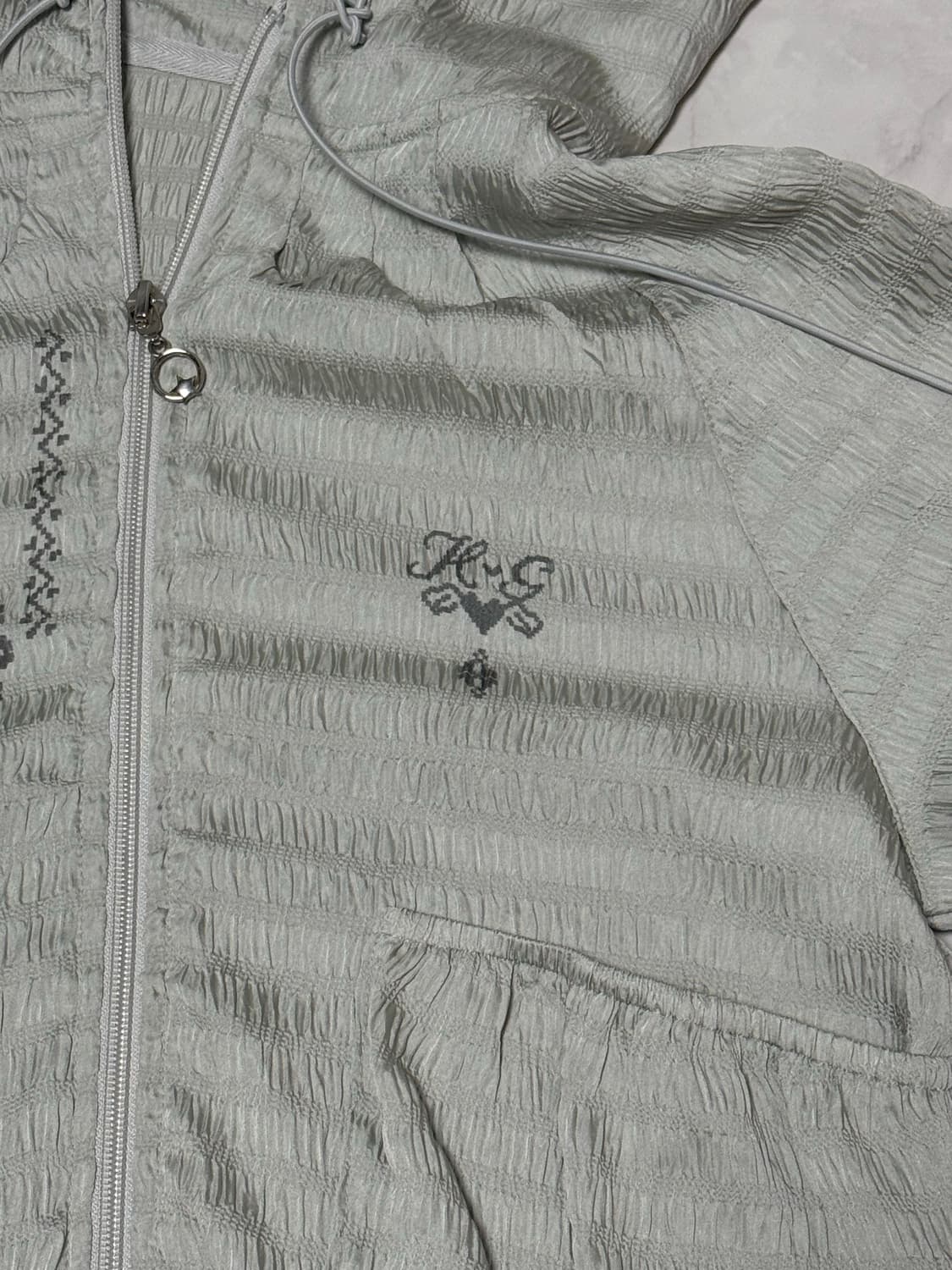 허그유어스킨 반팔후드집업 민트그레이 상품이미지2