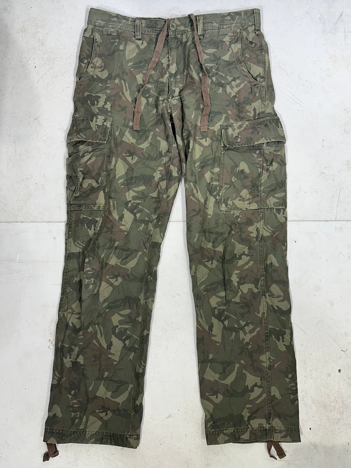 일본 빈티지 카키 밀리터리 카모 카고 팬츠 와이드 팬츠 M 상품이미지4
