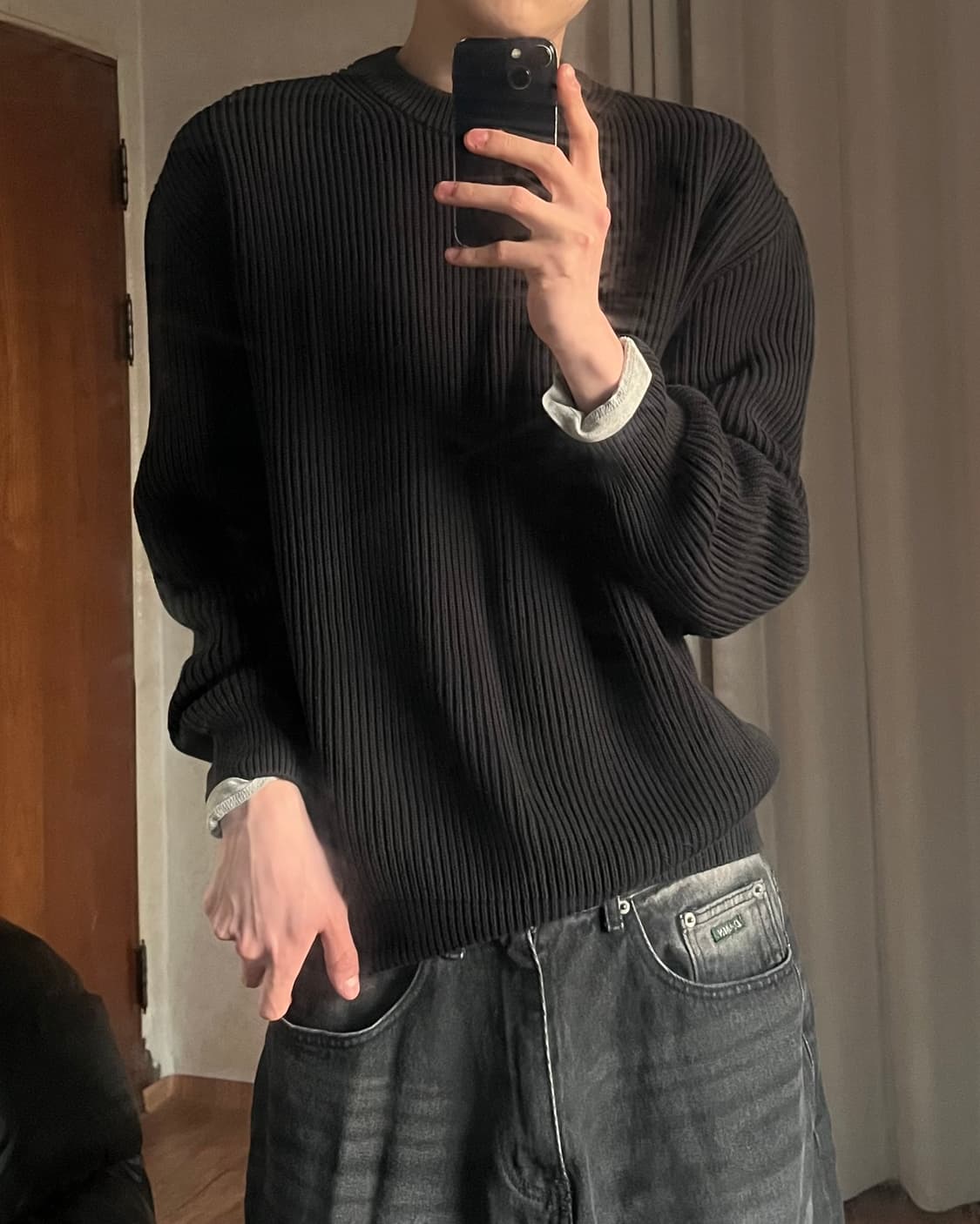 스테디 에브리웨어 크루넥 코튼 립 니트 3사이즈 상품이미지1