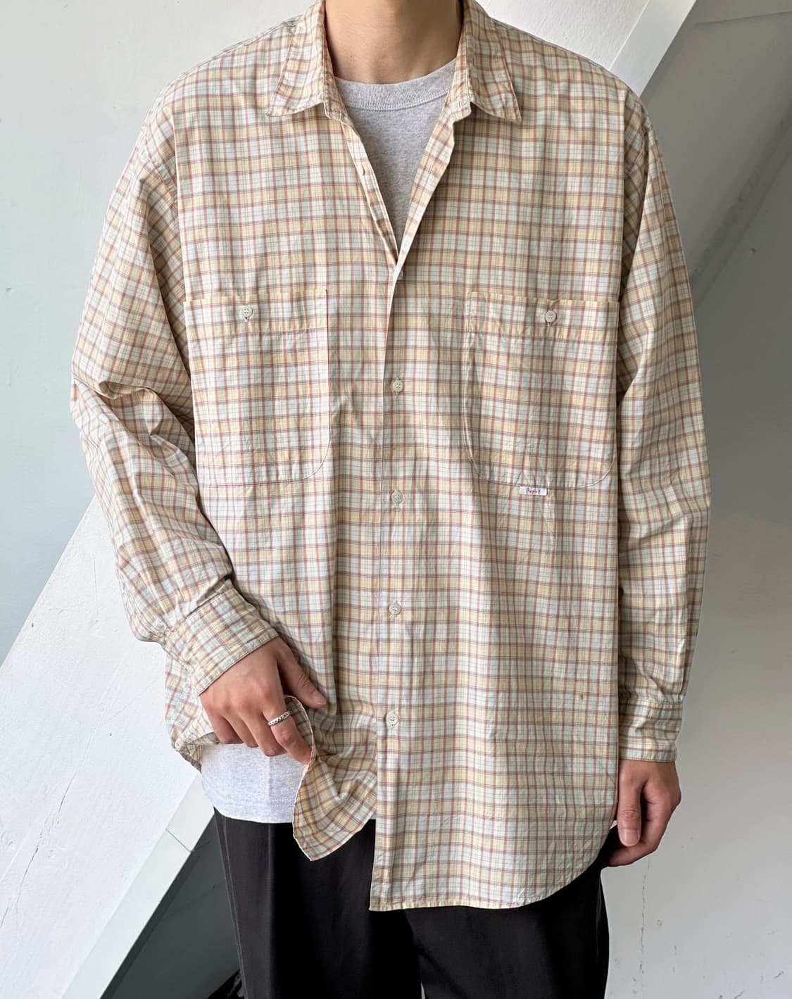 Light cotton big silhouette check shirt 상품이미지3