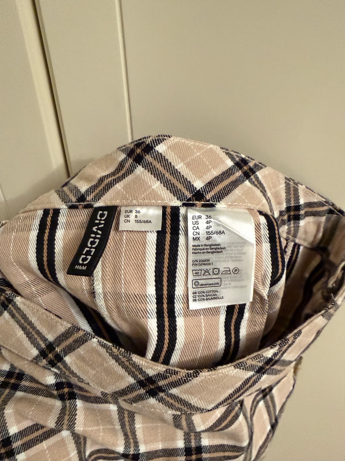 H&M divided 체크 미니 스커트 베이지 상품이미지5