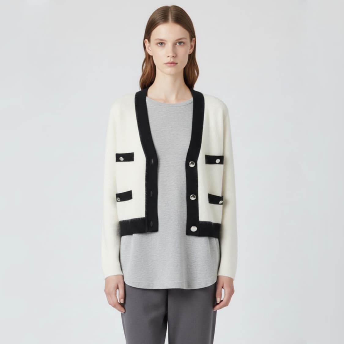 산드로 앙고라 배색 가디건 상품이미지2