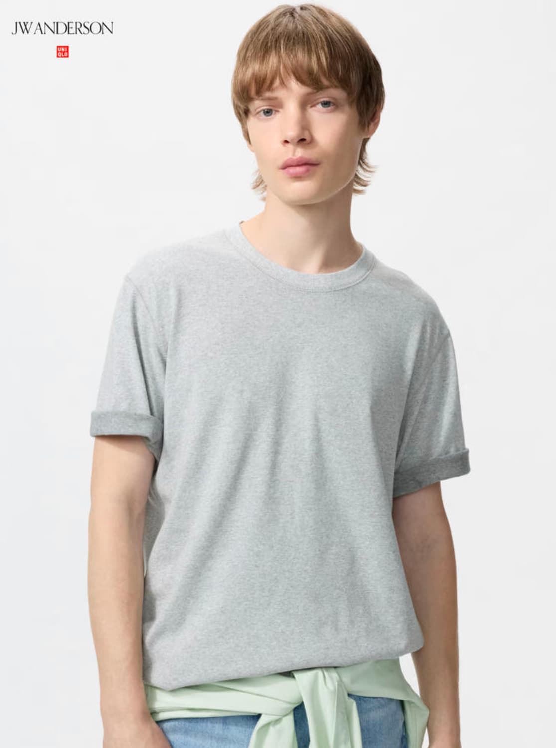[L]uniqlo x jwa 바이컬러 티셔츠 , 그레이 상품이미지1