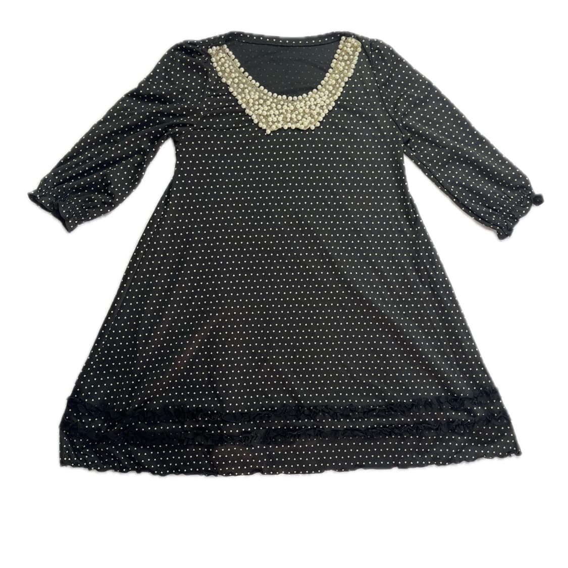여성 물방울 무늬 진주 검정 원피스 중고 구제 빈티지 상품이미지1