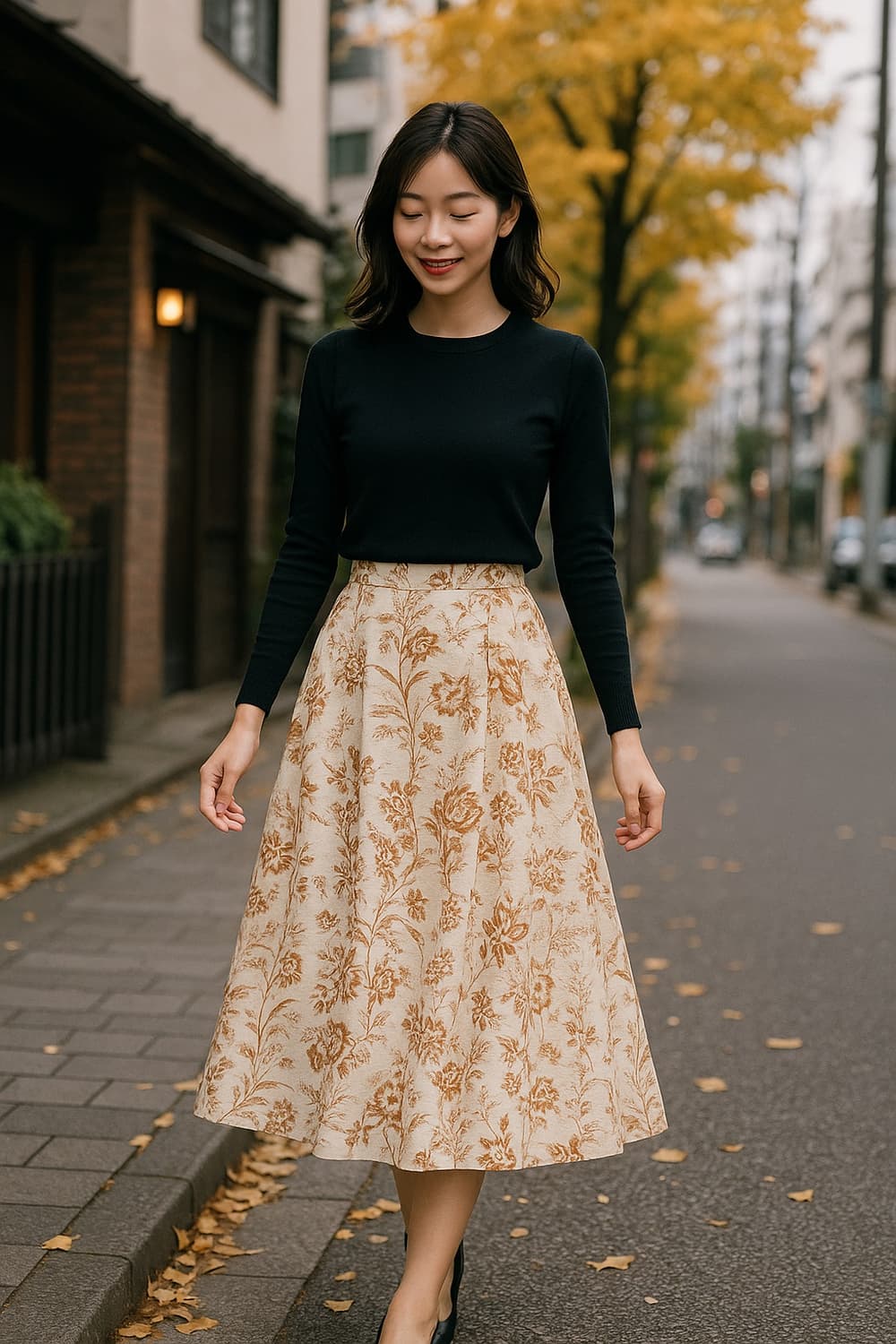 JPN un dix cors 플라워 플레어 스커트 상품이미지1
