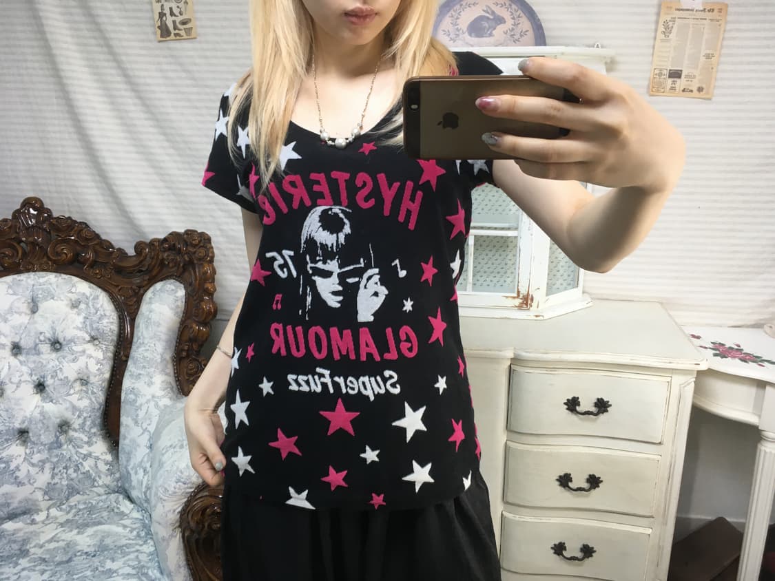 hysteric glamour 히스테릭글래머 히스걸 별 패치 태리 반팔 상품이미지8