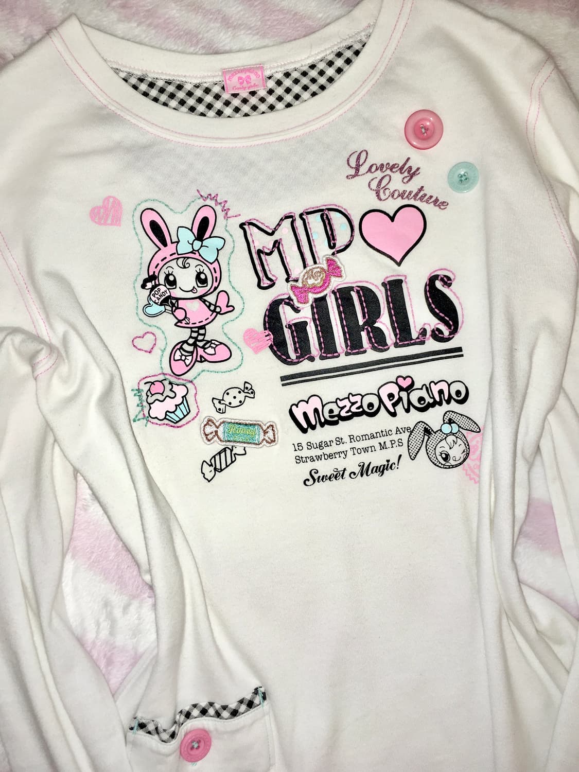 메조피아노 레어 키치 버튼 탑 조지후쿠 갸루 단추 롱슬리브 상품이미지3