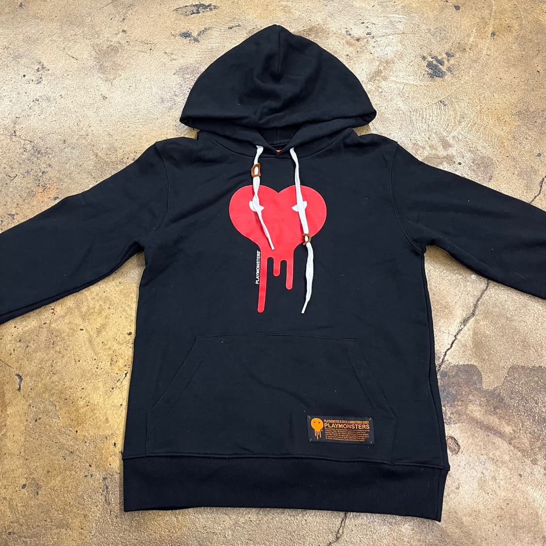 [정품/S] 플레이몬스터즈 하트 블랙 후드티 b17 상품이미지3