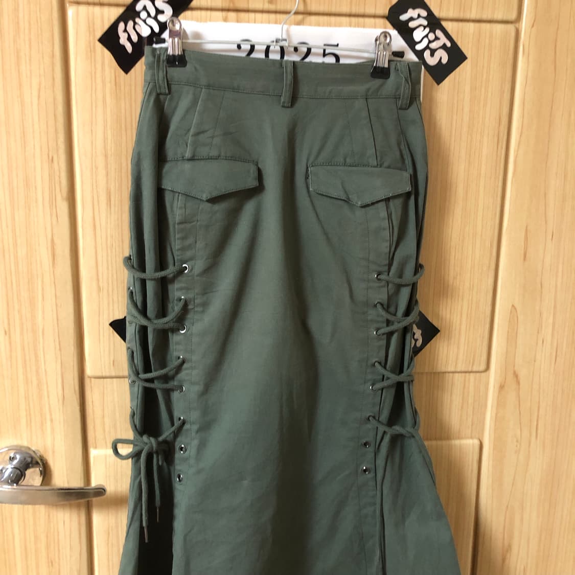 카키 아일렛 롱 스커트  상품이미지5