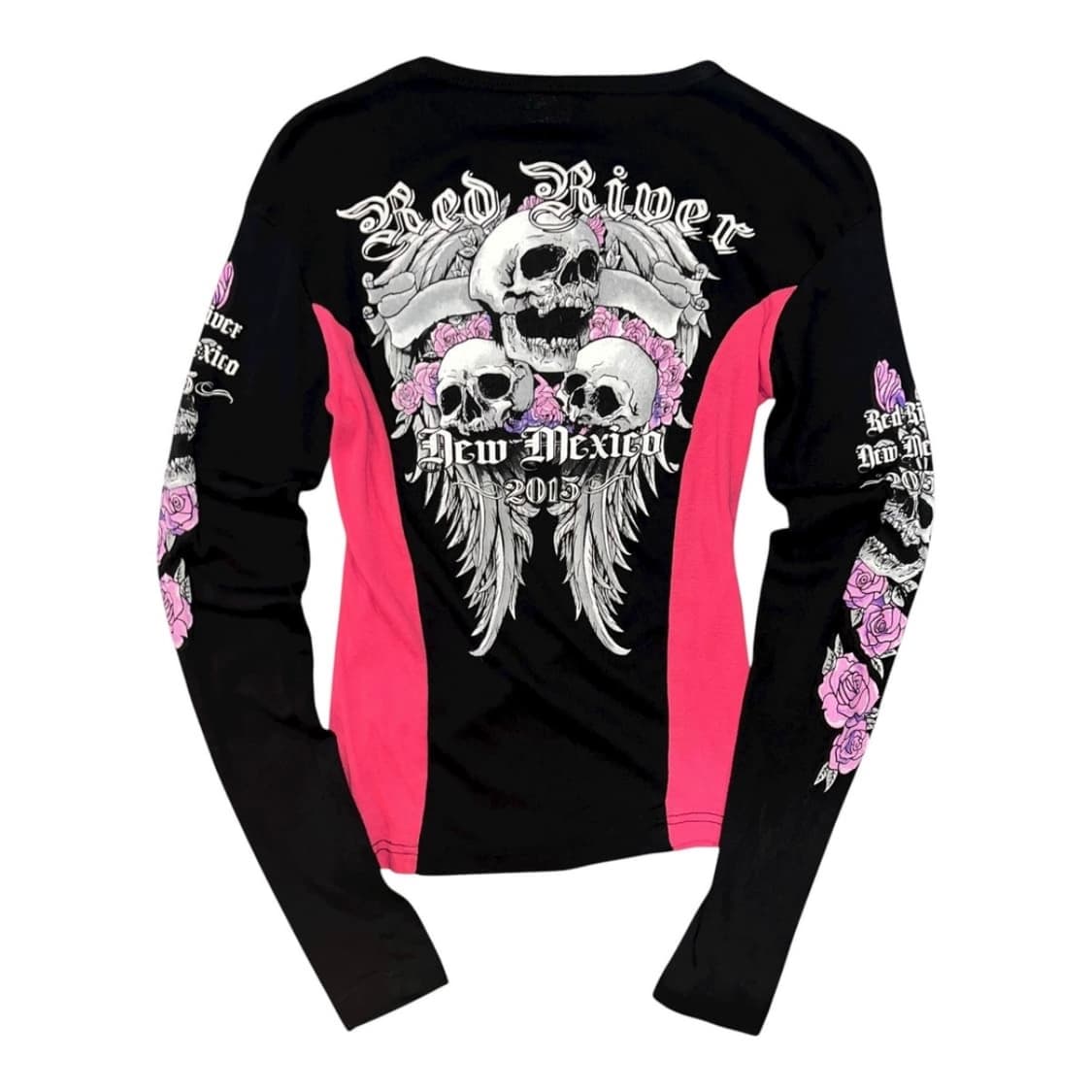 해골 프린팅 긴팔 롱슬리브 펑크갸루y2k 빈티지 핫핑크 상품이미지2