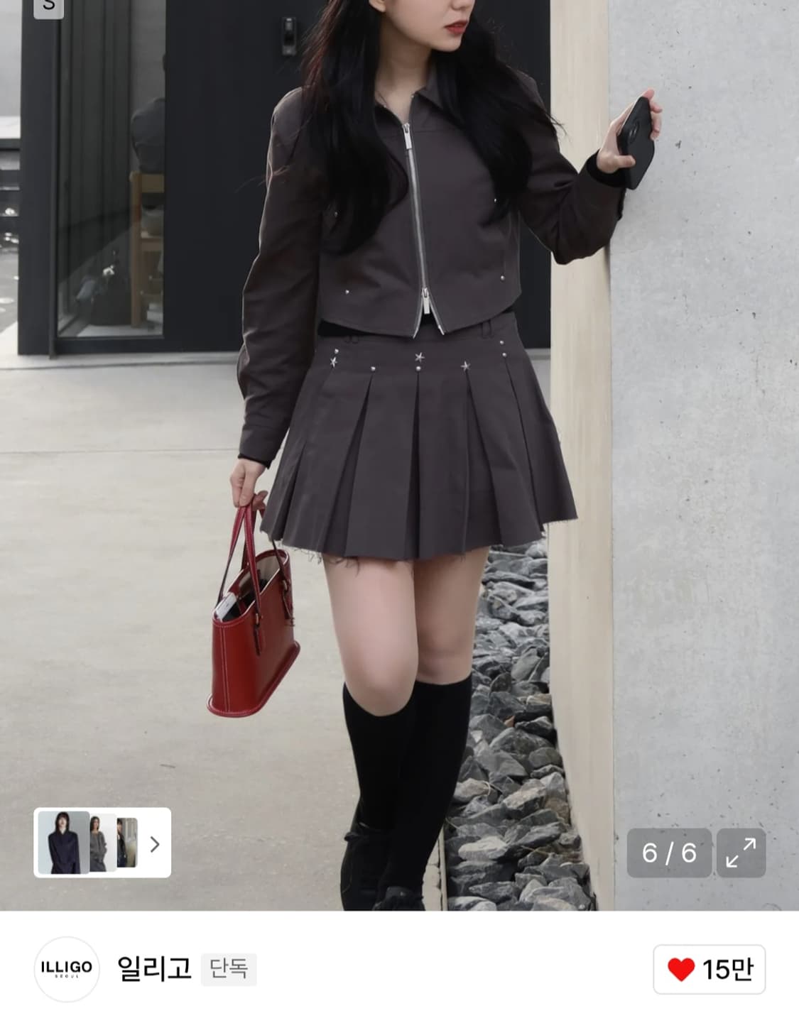 (새상품) 일리고 스터드 자켓 셋업 차콜 상품이미지5