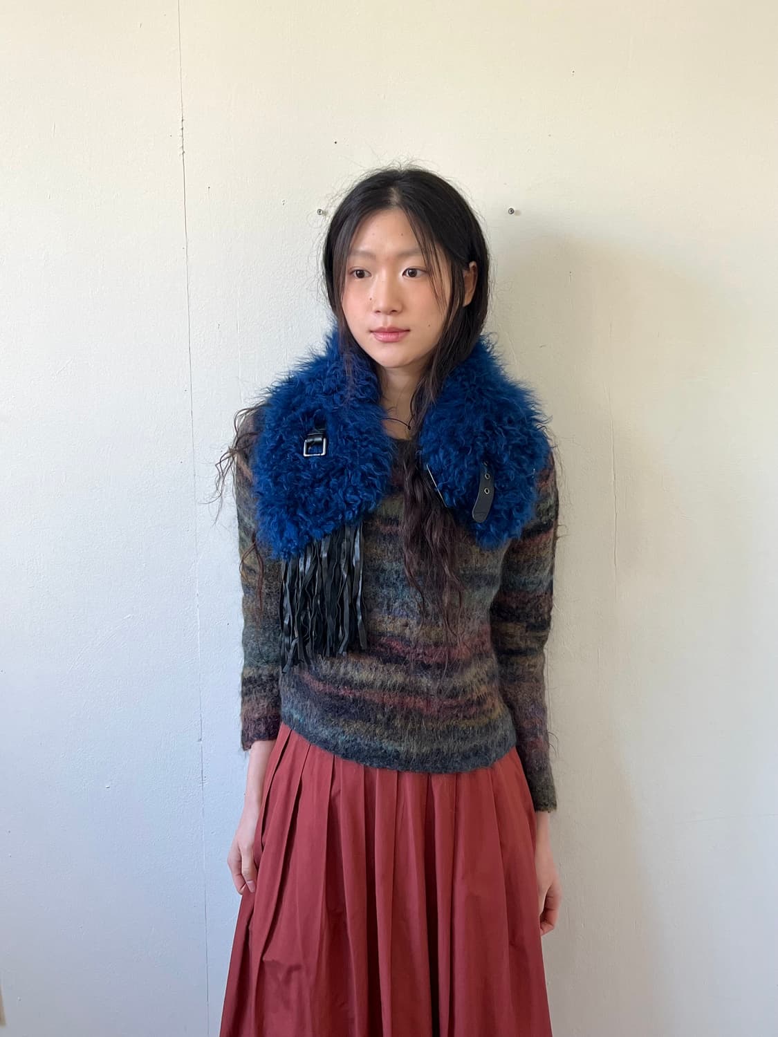 Japan vtg 양 프린지 머플러 상품이미지6