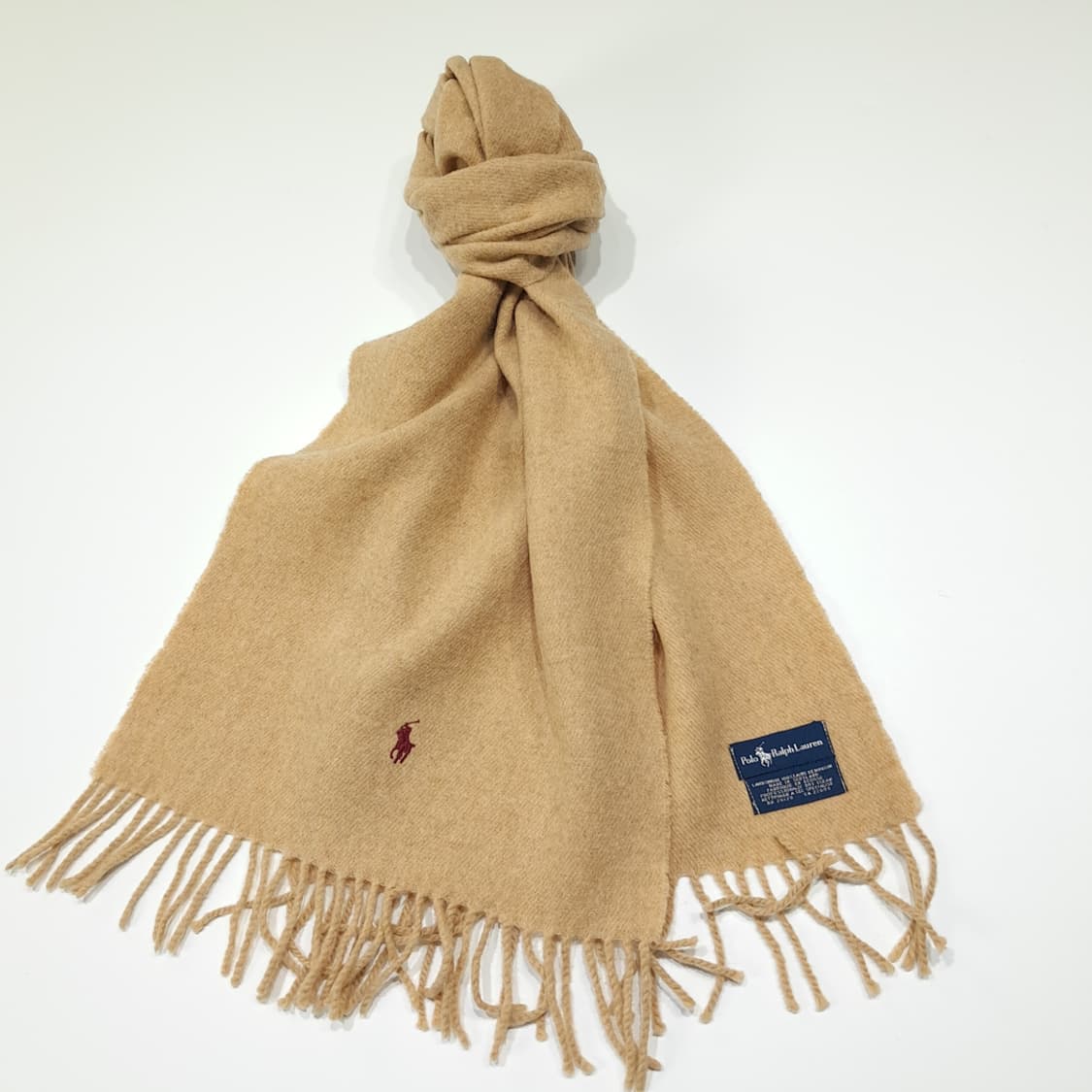 MX593 폴로 90s 스코틀랜드판 램스울 버건디포니 카멜 머플러 목도 상품이미지2