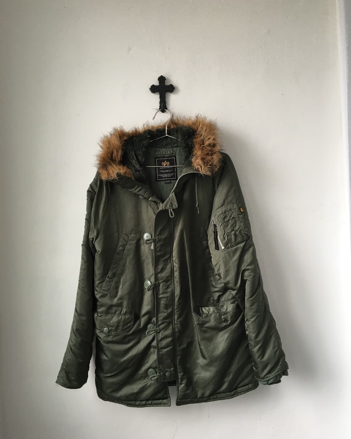 Alpha industries fake fur hood khaki jum 상품이미지1