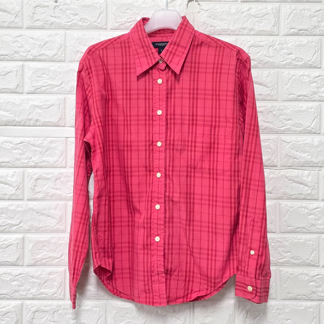 택포// 버버리 런던 핑크 체크 셔츠 S 상품이미지1