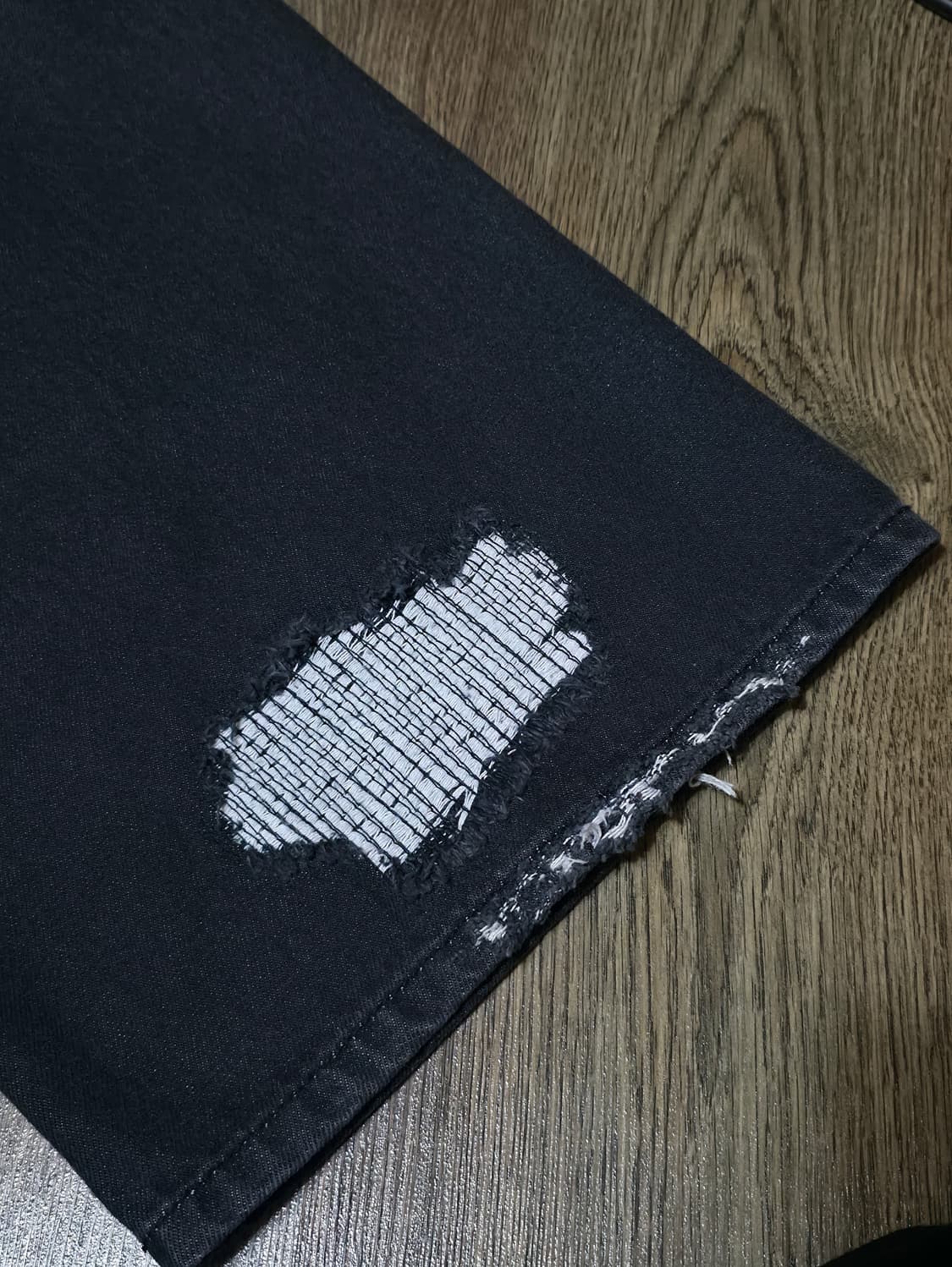 몽세누 디스트레스드 베기 레그 진 블랙 S 상품이미지4