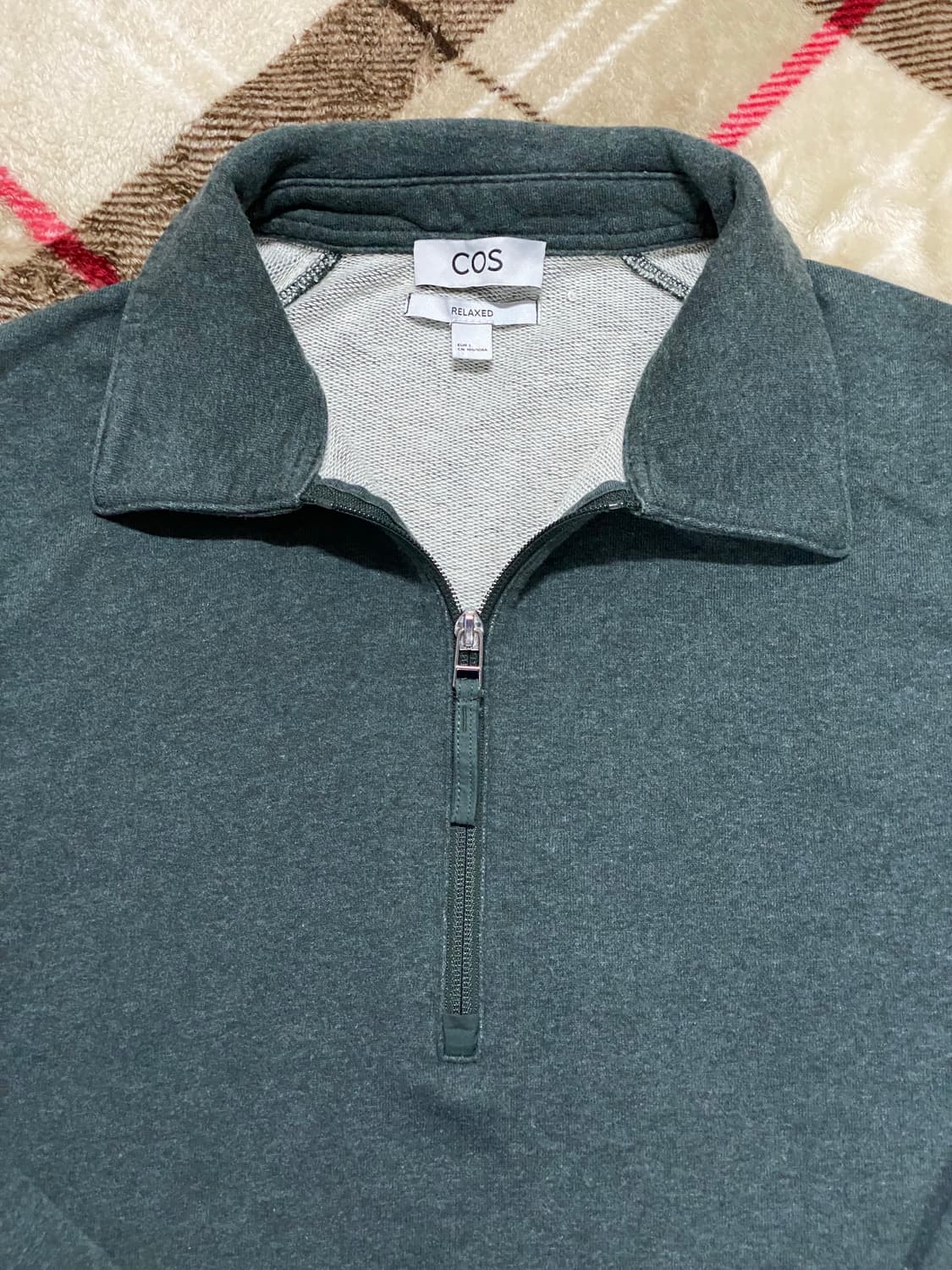 COS 코스 남성 집업 카라 스웻셔츠 다크 그린 100-105 상품이미지2