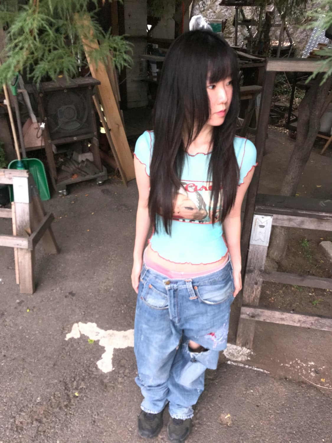 vintage printing mesh top 상품이미지4
