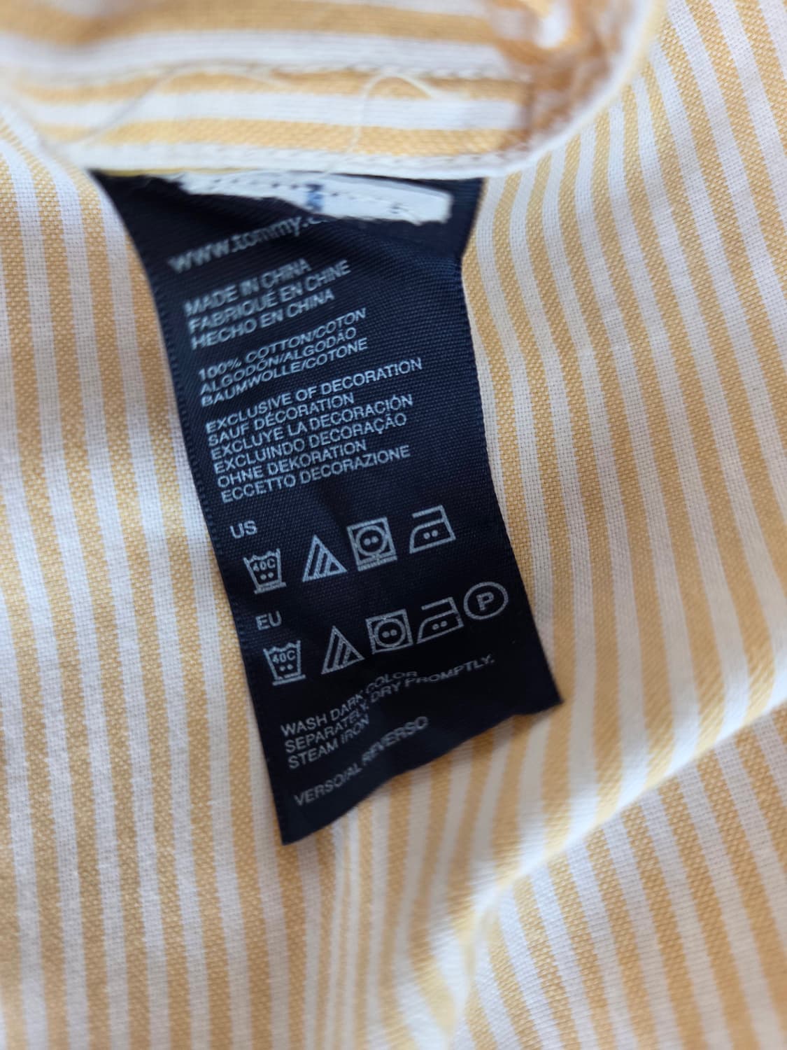 타미힐피거 코튼 스트라이프 셔츠 라이트옐로우 M  상품이미지4