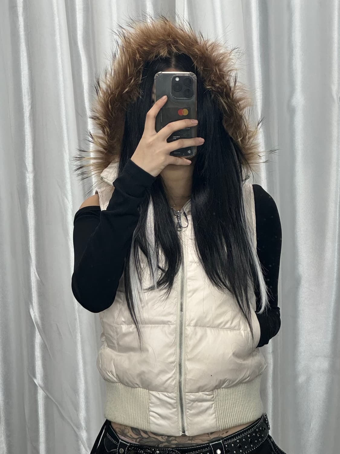 Ivory fur padded vest 상품이미지1