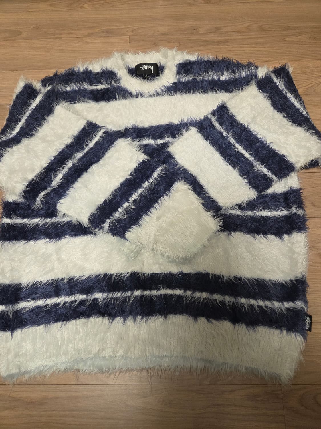 스투시 헤어리 스트라이프 크루 니트 L 상품이미지3