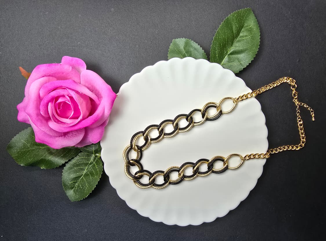 더블샌딩 체인목걸이 세트_골드&블랙 상품이미지2