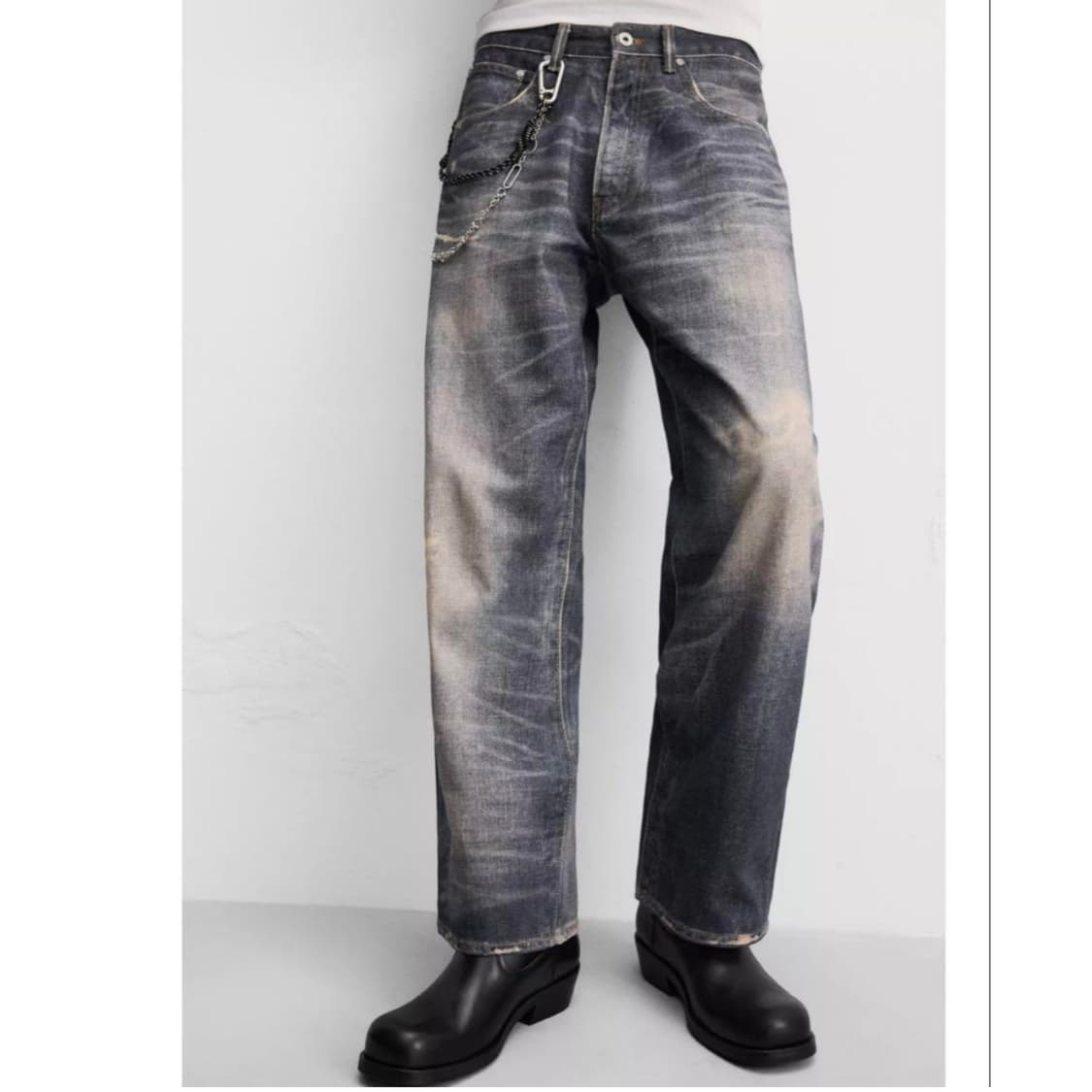 새제품30)자라 서울에디션 프린티드 빈티지 워시드 배기핏 진 데님 청바지 상품이미지3